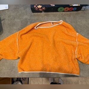 Free People Orange and White Knit Top